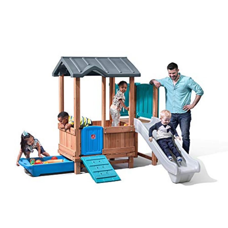 Kids Outdoor Playset - Woodland Adventure Playhouse & Slide, Kids