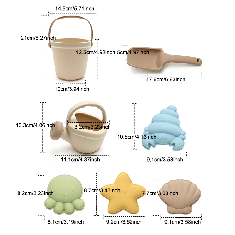 7Pcs Kids Silicone Beach Toys  - Kids Outdoor Tools ulasan dan harga