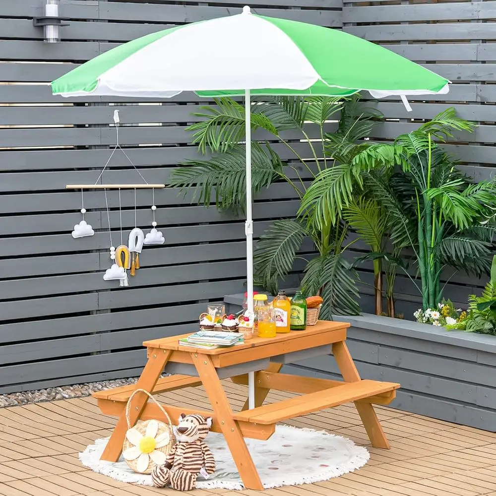 4-in-1 Wooden Sand & Water Pic - Kids Outdoor Furniture Set ulasan dan harga