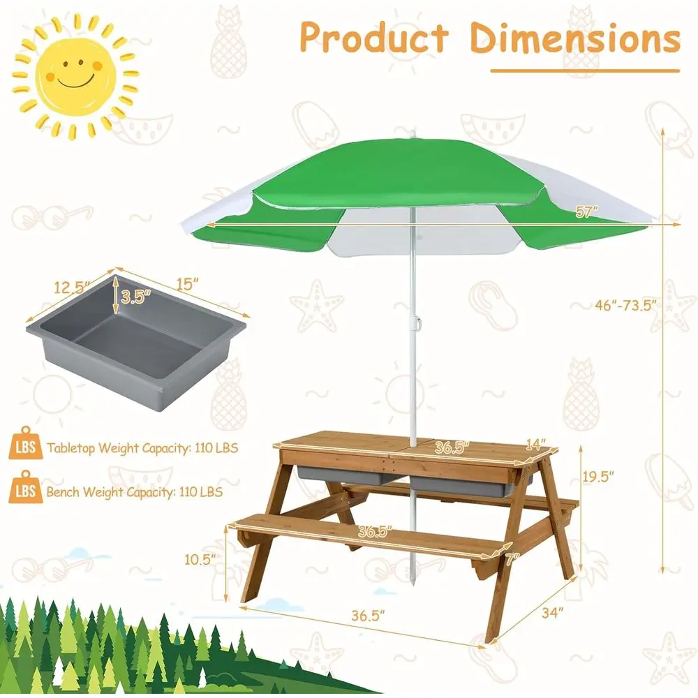 4-in-1 Wooden Sand & Water Pic - Kids Outdoor Furniture Set ulasan dan harga