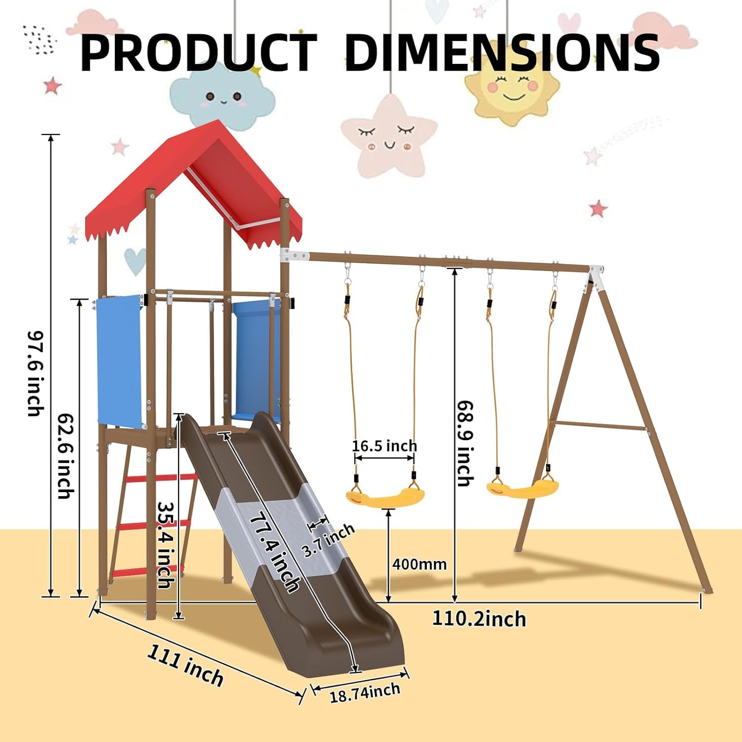 Metal Swing Set for Kids with  - Kids Outdoor Swing And Slide ulasan dan harga