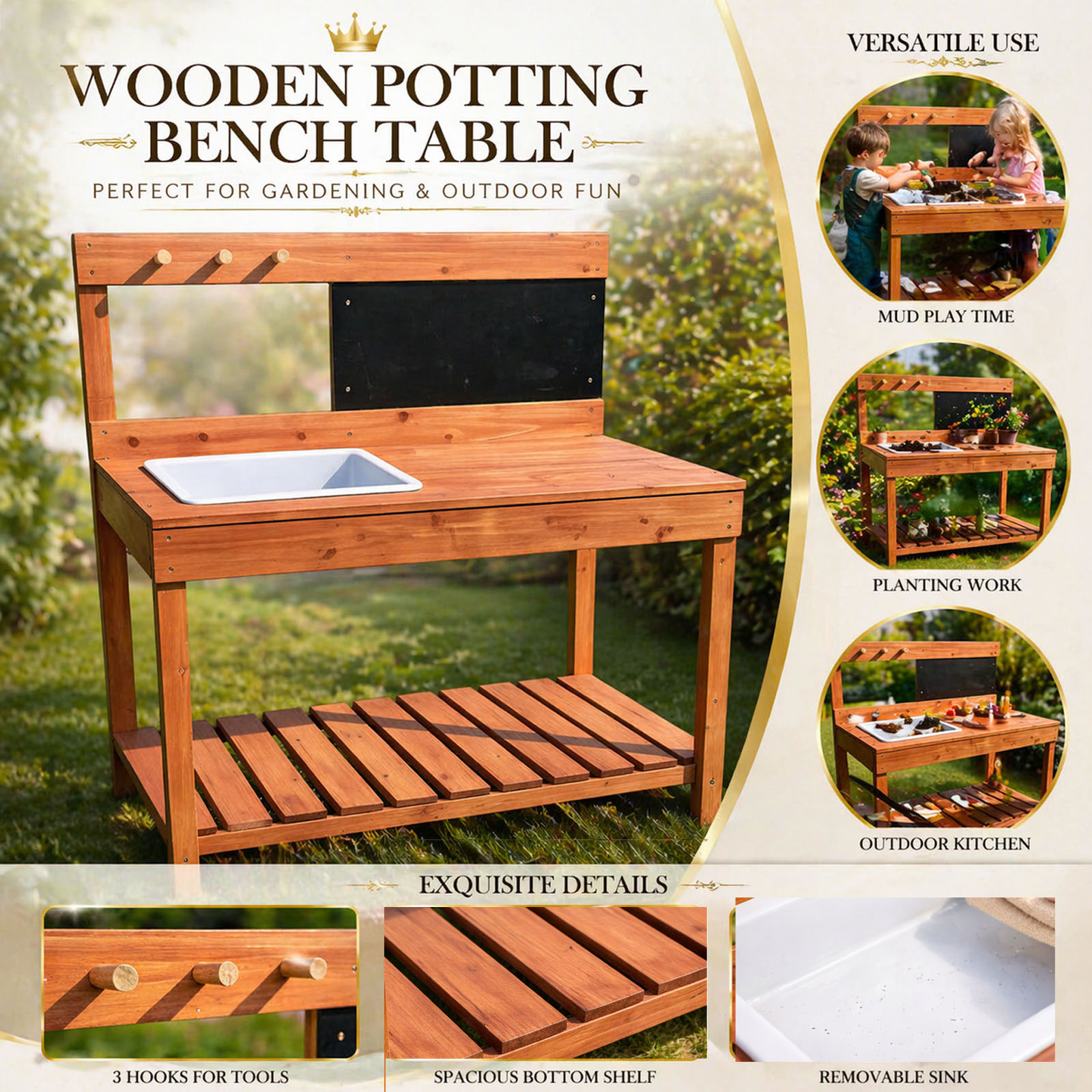 Wooden Potting Benches For Chi - Kids Outdoor Tools ulasan dan harga